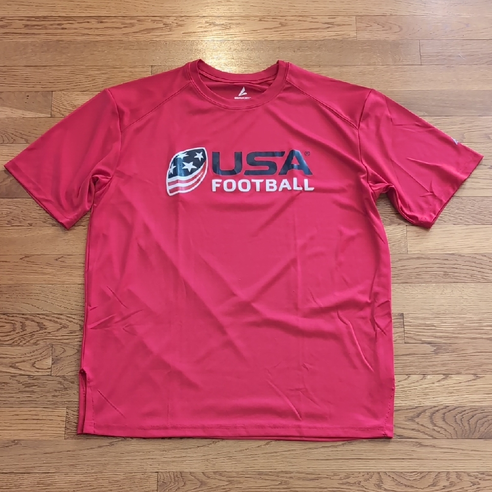 Red Short-Sleeve Athletic Tee USA Football